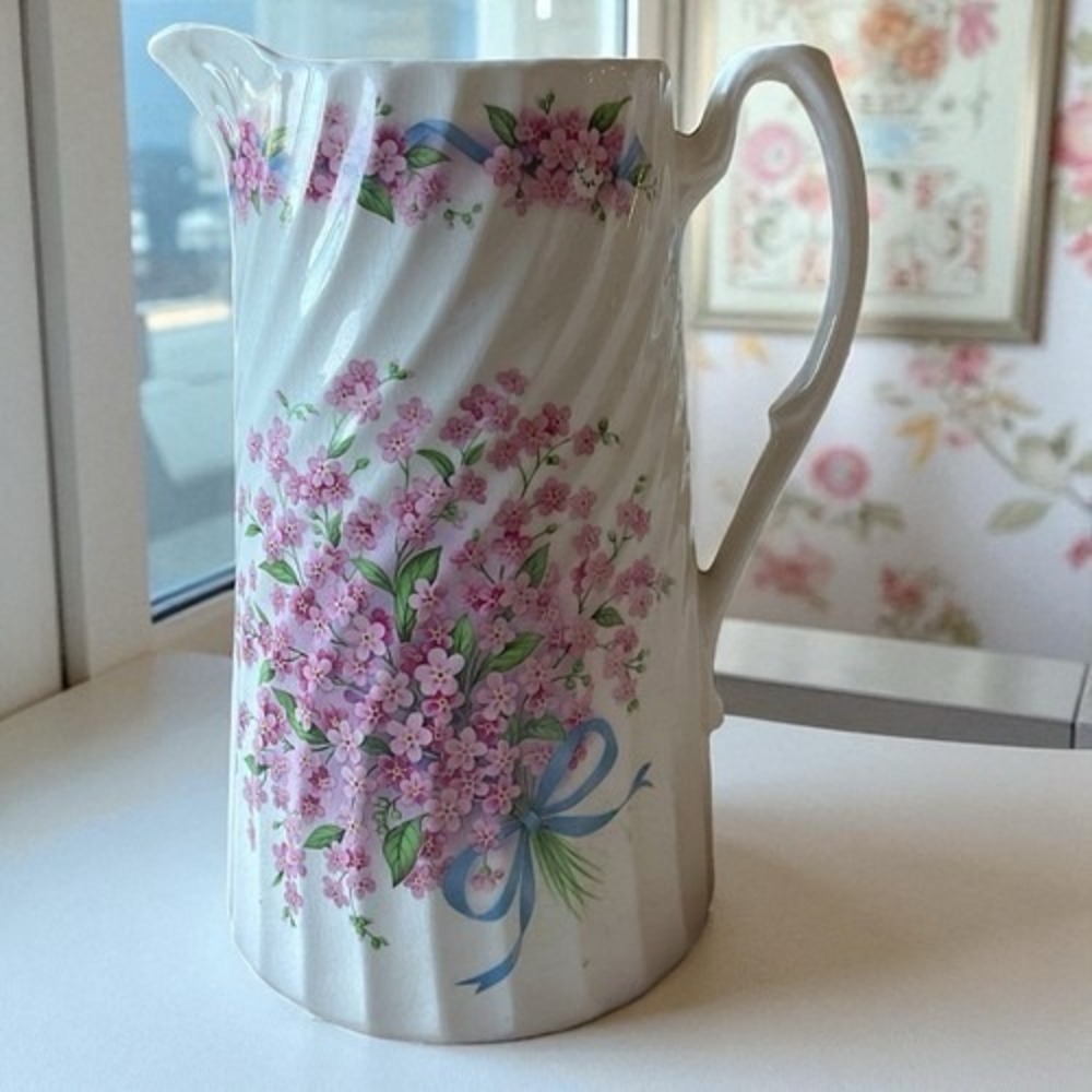 VTG Token Pottery Floral Ceramic Pitcher/Vase Staffordshire England 7.5"‎ UK